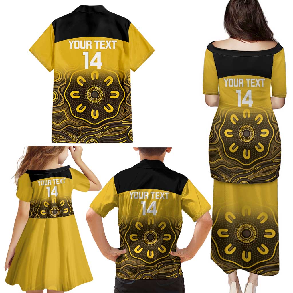 Custom Australia Western Force Family Matching Puletasi and Hawaiian Shirt 20 Years Anniversary Aboriginal Yellow Version