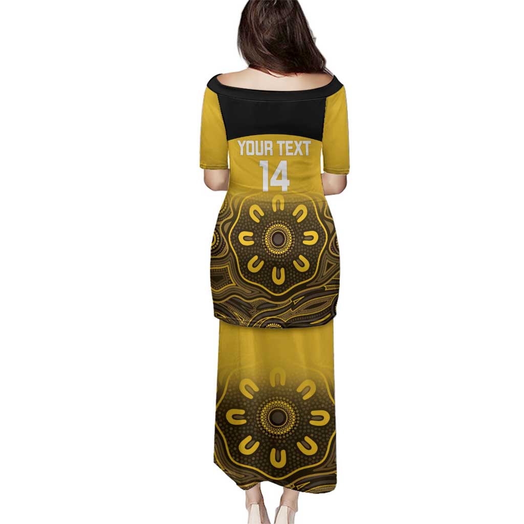Custom Australia Western Force Family Matching Puletasi and Hawaiian Shirt 20 Years Anniversary Aboriginal Yellow Version