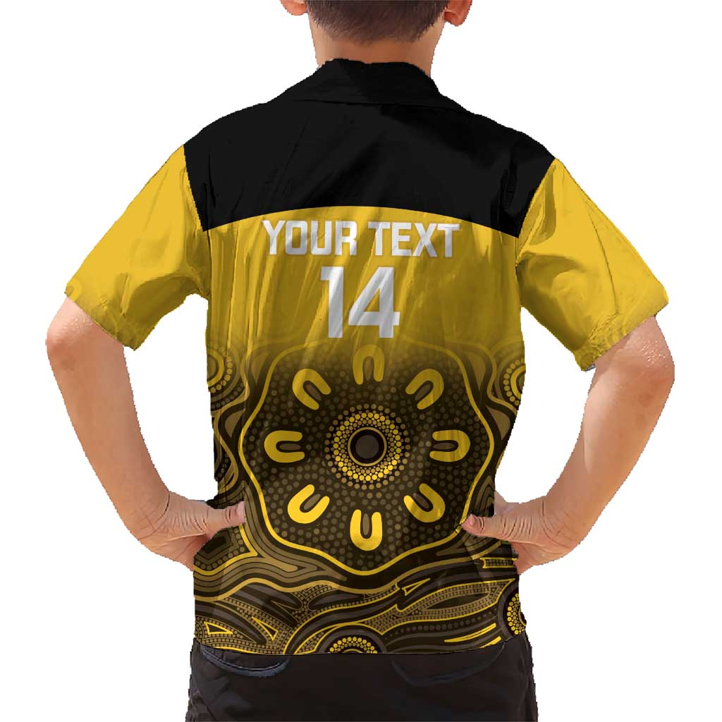 Custom Australia Western Force Family Matching Short Sleeve Bodycon Dress and Hawaiian Shirt 20 Years Anniversary Aboriginal Yellow Version