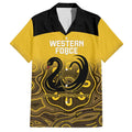 Custom Australia Western Force Family Matching Short Sleeve Bodycon Dress and Hawaiian Shirt 20 Years Anniversary Aboriginal Yellow Version
