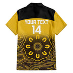 Custom Australia Western Force Family Matching Short Sleeve Bodycon Dress and Hawaiian Shirt 20 Years Anniversary Aboriginal Yellow Version
