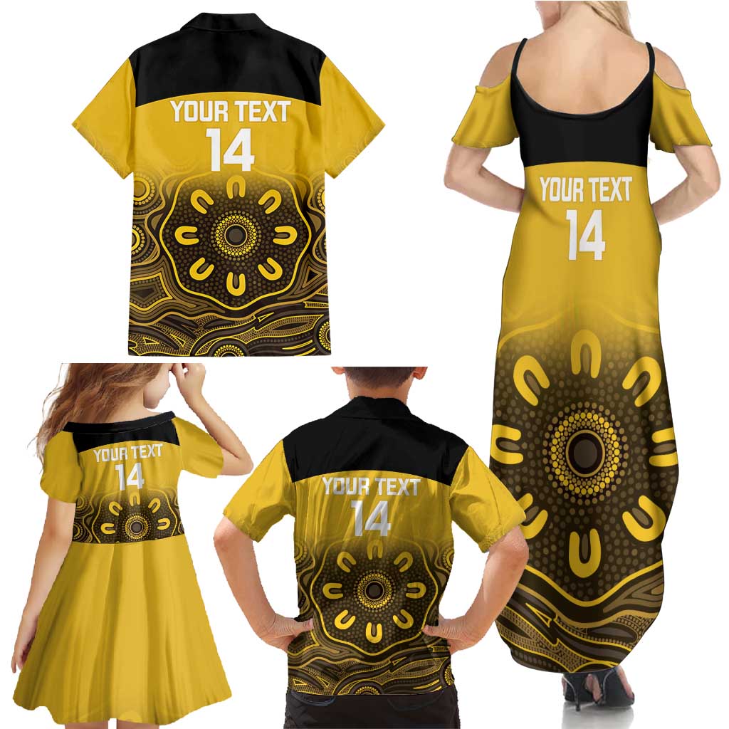 Custom Australia Western Force Family Matching Summer Maxi Dress and Hawaiian Shirt 20 Years Anniversary Aboriginal Yellow Version