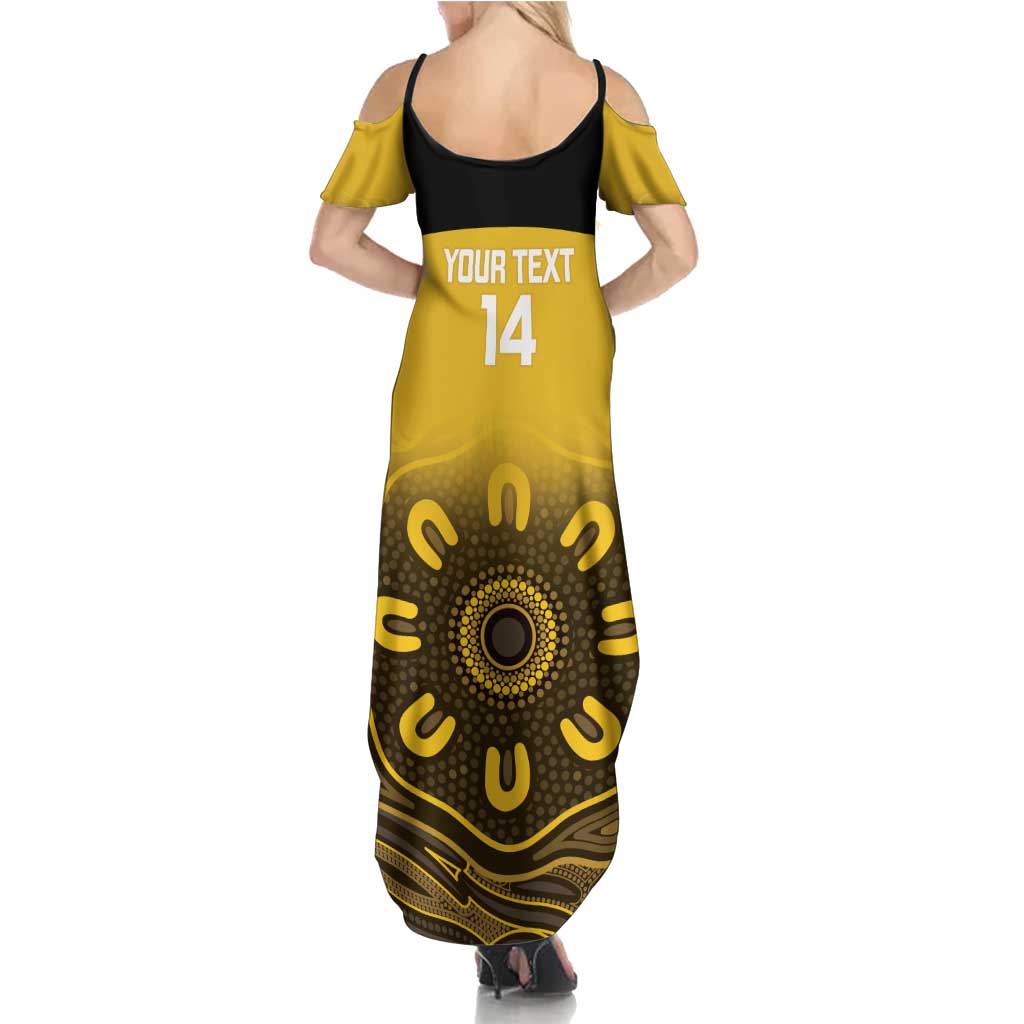 Custom Australia Western Force Family Matching Summer Maxi Dress and Hawaiian Shirt 20 Years Anniversary Aboriginal Yellow Version