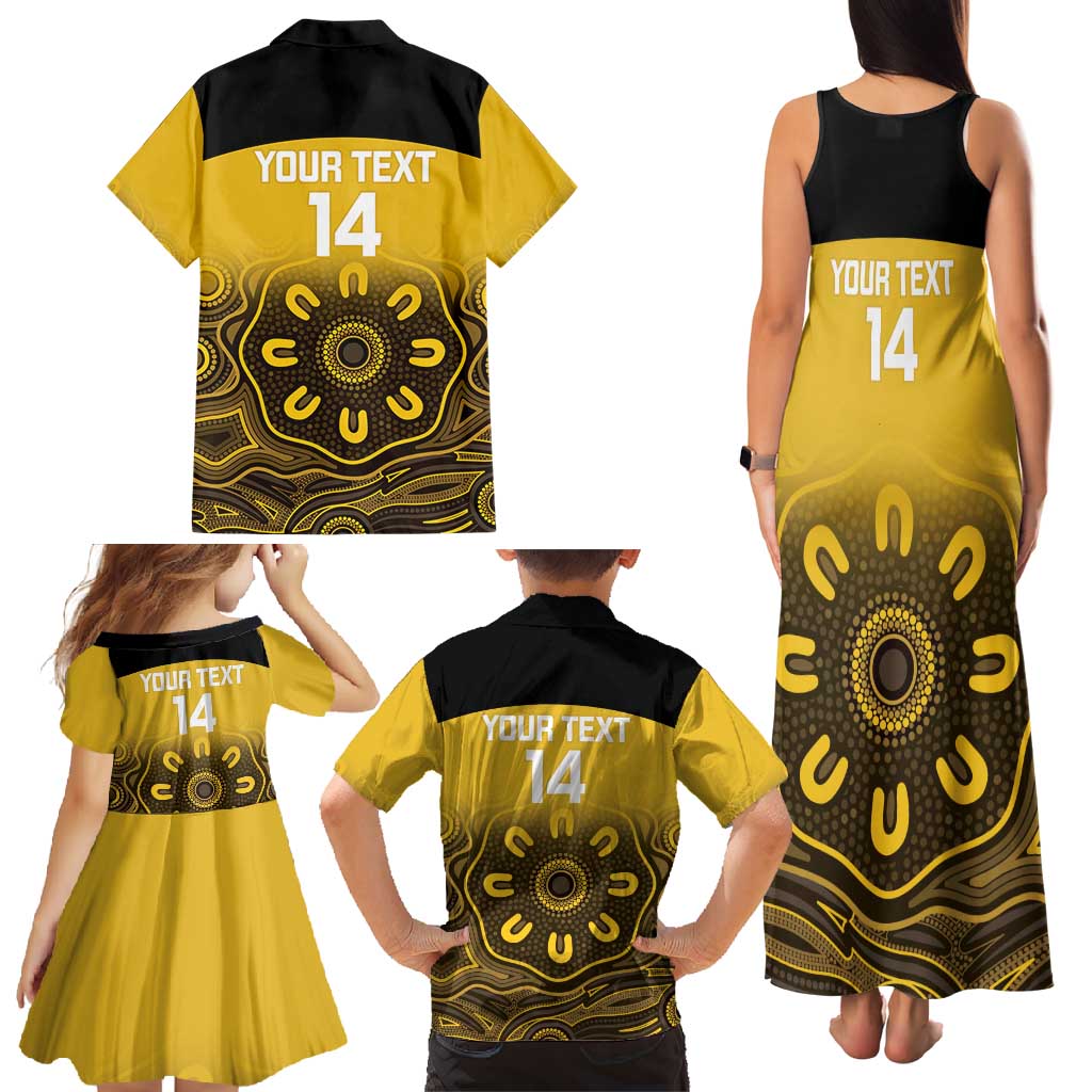 Custom Australia Western Force Family Matching Tank Maxi Dress and Hawaiian Shirt 20 Years Anniversary Aboriginal Yellow Version