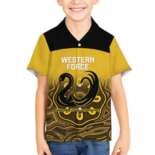 Custom Australia Western Force Hawaiian Shirt 20 Years Anniversary Aboriginal Yellow Version