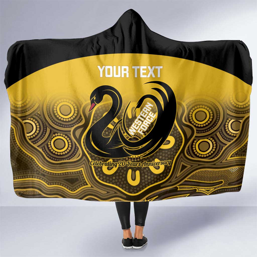 Custom Australia Western Force Hooded Blanket 20 Years Anniversary Aboriginal Yellow Version