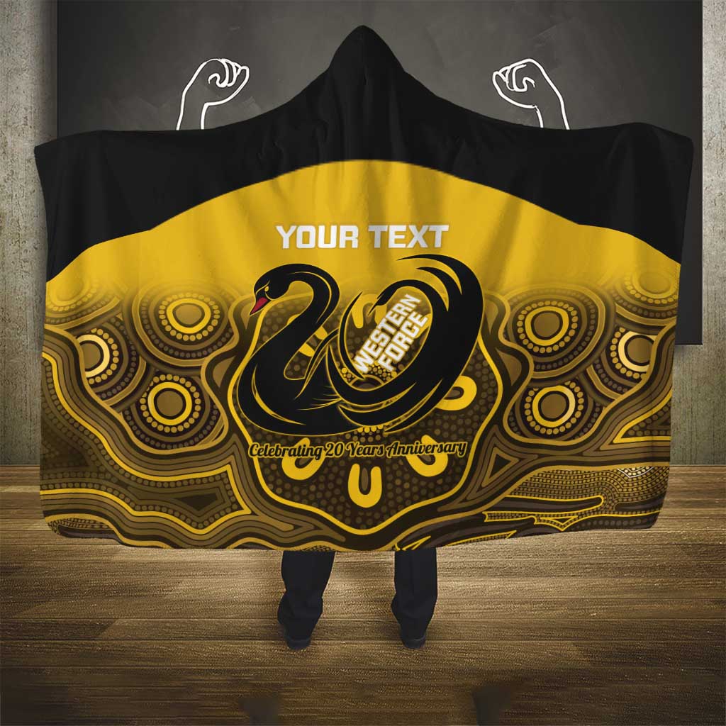Custom Australia Western Force Hooded Blanket 20 Years Anniversary Aboriginal Yellow Version