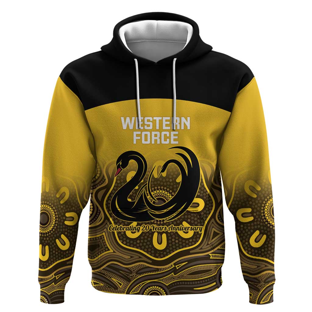 Custom Australia Western Force Hoodie 20 Years Anniversary Aboriginal Yellow Version