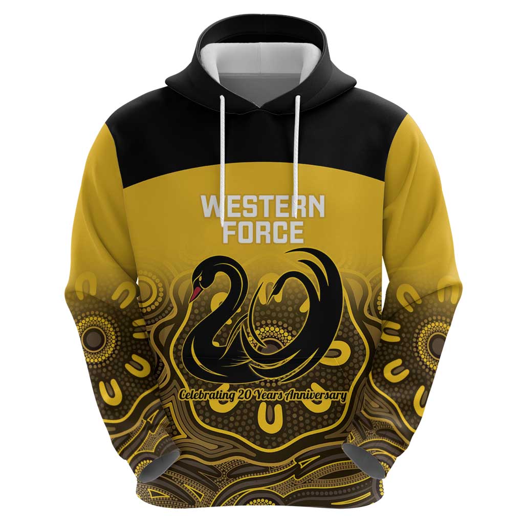 Custom Australia Western Force Hoodie 20 Years Anniversary Aboriginal Yellow Version