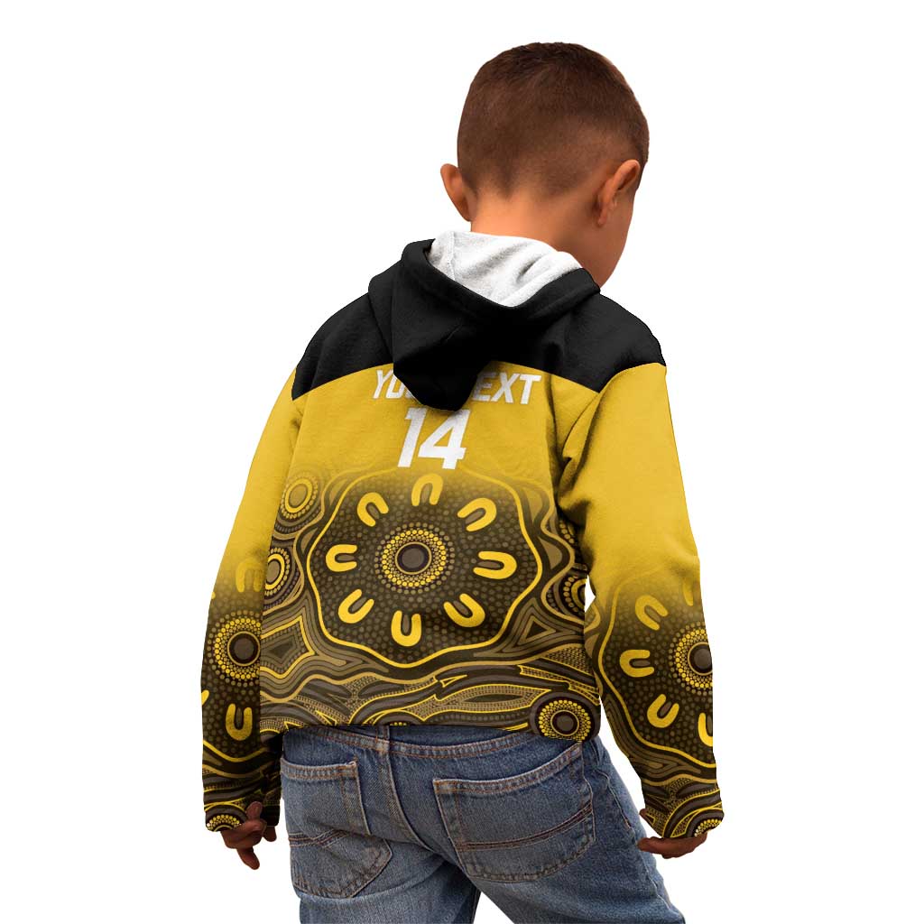 Custom Australia Western Force Kid Hoodie 20 Years Anniversary Aboriginal Yellow Version