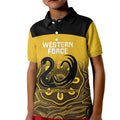 Custom Australia Western Force Kid Polo Shirt 20 Years Anniversary Aboriginal Yellow Version
