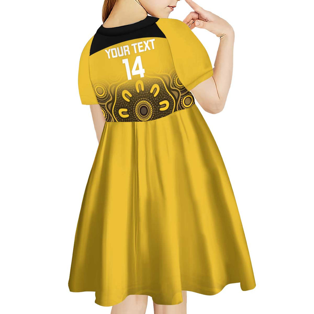 Custom Australia Western Force Kid Short Sleeve Dress 20 Years Anniversary Aboriginal Yellow Version