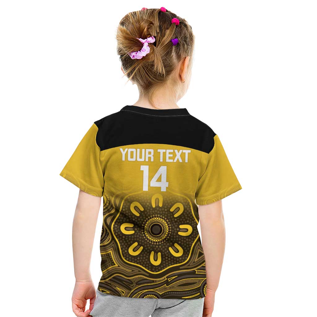 Custom Australia Western Force Kid T Shirt 20 Years Anniversary Aboriginal Yellow Version