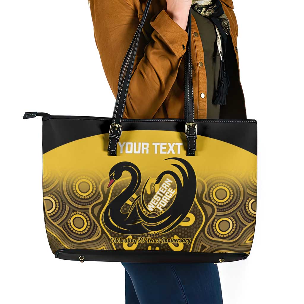 Custom Australia Western Force Leather Tote Bag 20 Years Anniversary Aboriginal Yellow Version