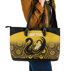 Custom Australia Western Force Leather Tote Bag 20 Years Anniversary Aboriginal Yellow Version