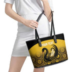 Custom Australia Western Force Leather Tote Bag 20 Years Anniversary Aboriginal Yellow Version