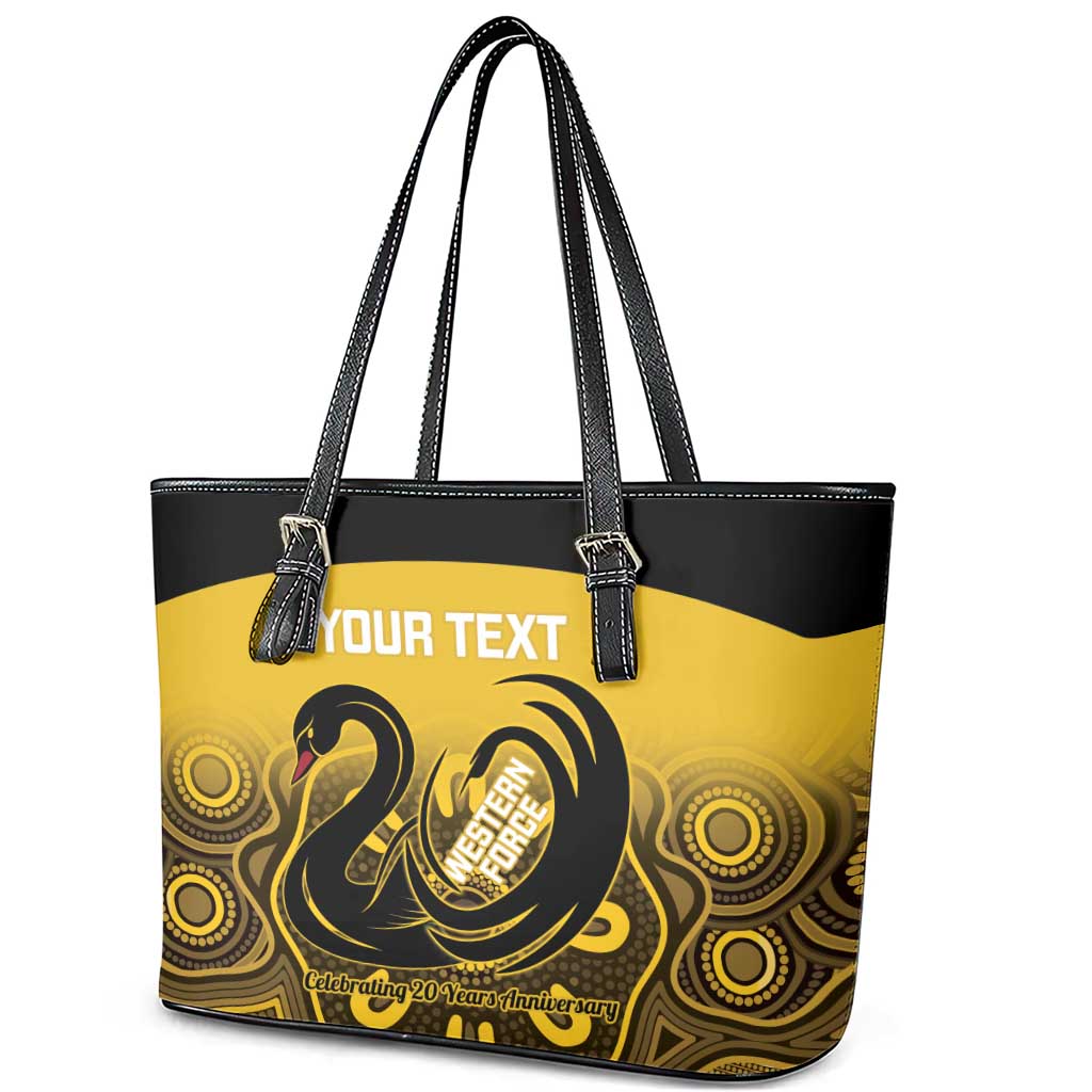 Custom Australia Western Force Leather Tote Bag 20 Years Anniversary Aboriginal Yellow Version