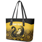 Custom Australia Western Force Leather Tote Bag 20 Years Anniversary Aboriginal Yellow Version
