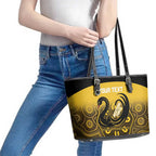 Custom Australia Western Force Leather Tote Bag 20 Years Anniversary Aboriginal Yellow Version