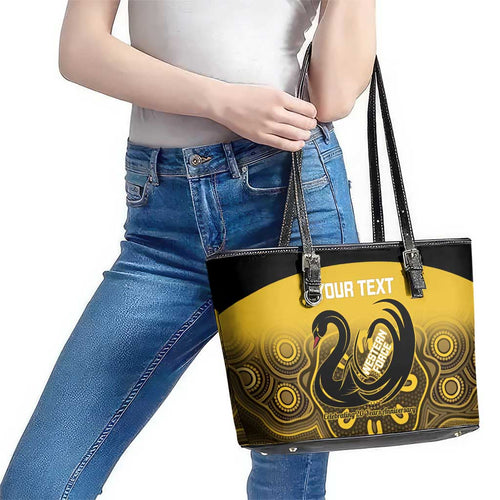 Custom Australia Western Force Leather Tote Bag 20 Years Anniversary Aboriginal Yellow Version