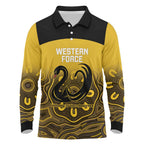 Custom Australia Western Force Long Sleeve Polo Shirt 20 Years Anniversary Aboriginal Yellow Version
