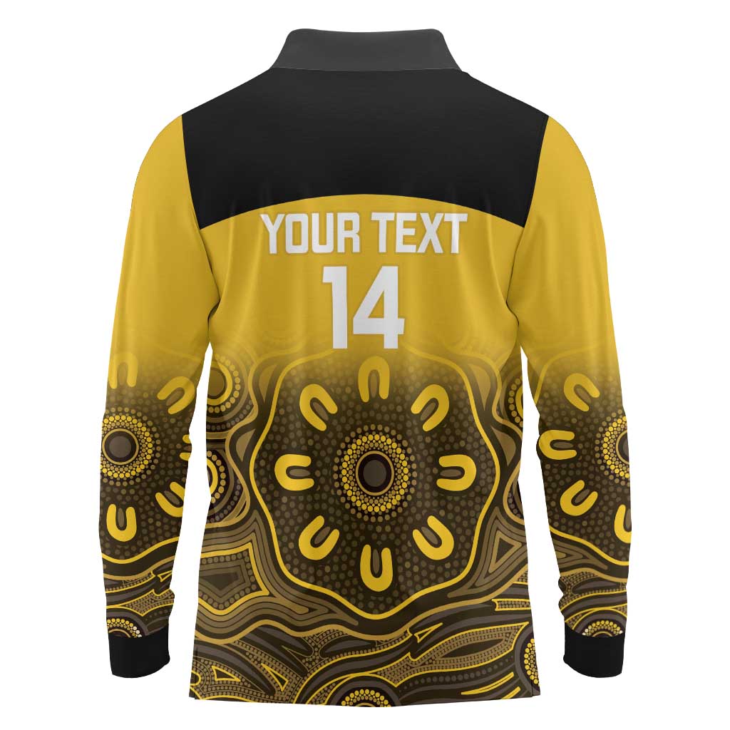 Custom Australia Western Force Long Sleeve Polo Shirt 20 Years Anniversary Aboriginal Yellow Version