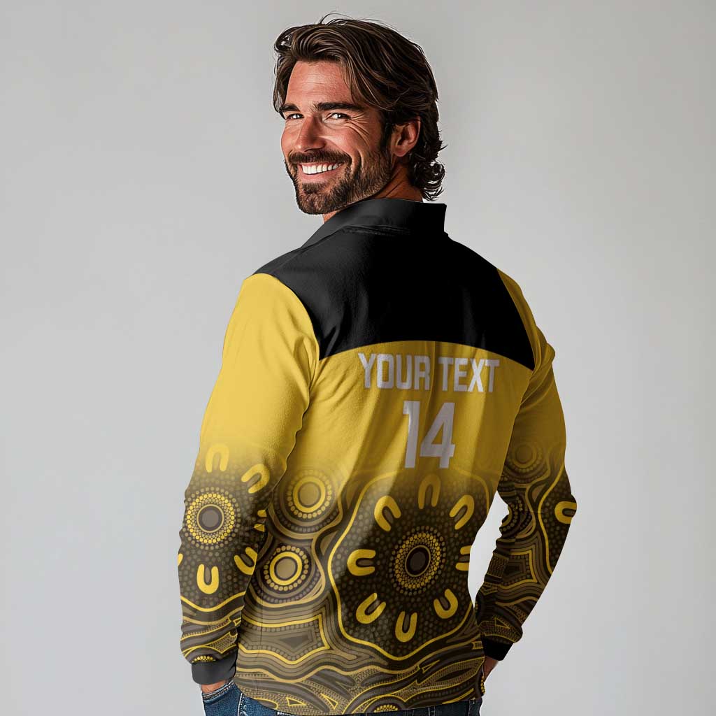 Custom Australia Western Force Long Sleeve Polo Shirt 20 Years Anniversary Aboriginal Yellow Version