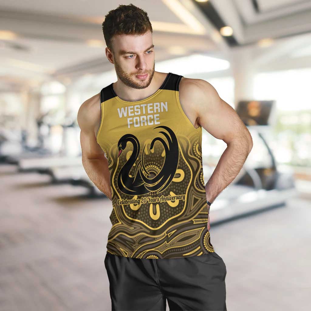 Custom Australia Western Force Men Tank Top 20 Years Anniversary Aboriginal Yellow Version