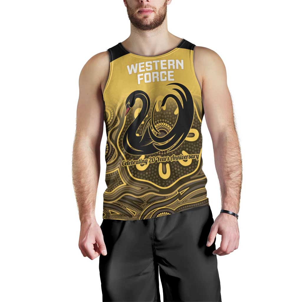 Custom Australia Western Force Men Tank Top 20 Years Anniversary Aboriginal Yellow Version