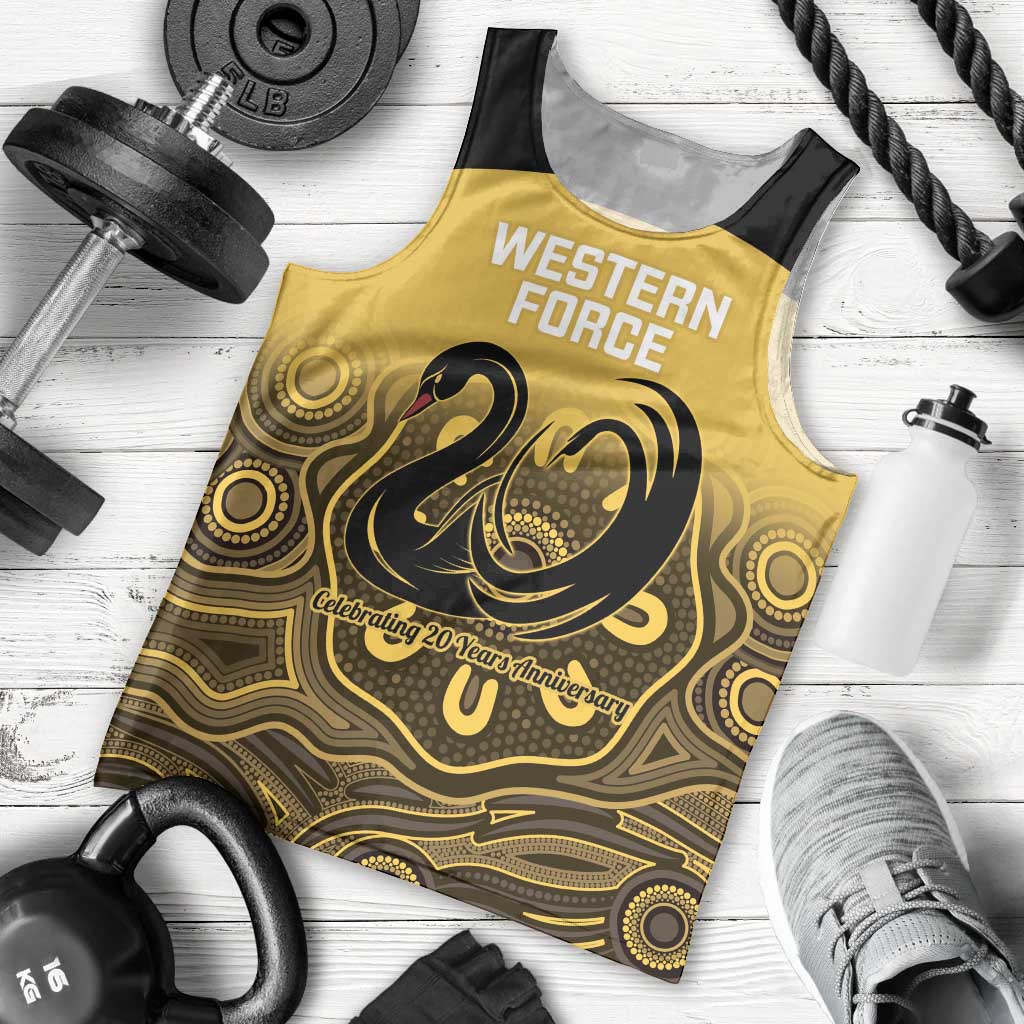 Custom Australia Western Force Men Tank Top 20 Years Anniversary Aboriginal Yellow Version