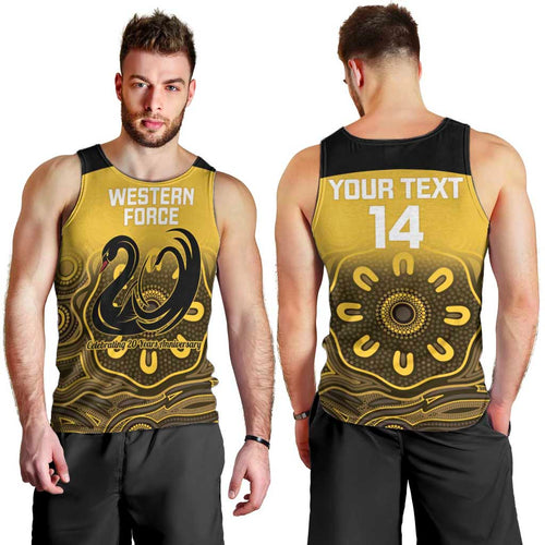 Custom Australia Western Force Men Tank Top 20 Years Anniversary Aboriginal Yellow Version