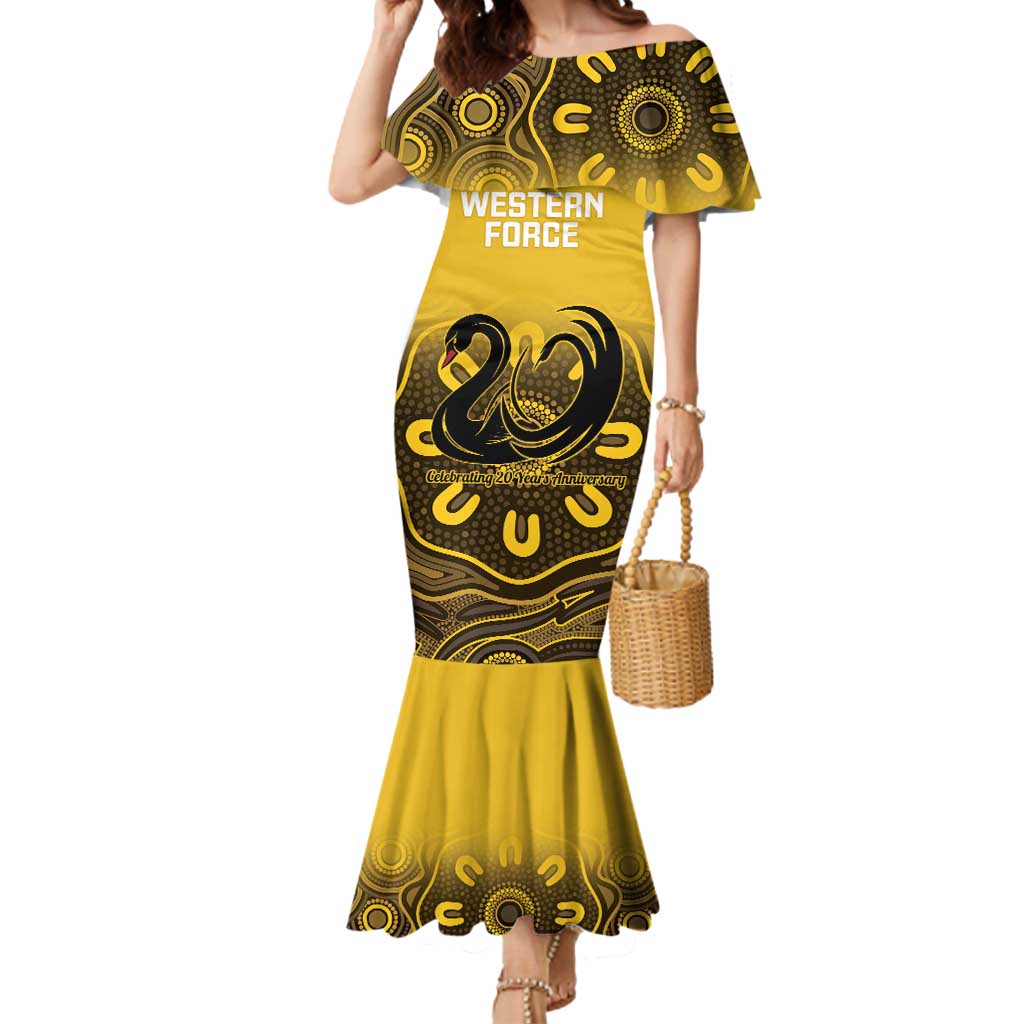 Custom Australia Western Force Mermaid Dress 20 Years Anniversary Aboriginal Yellow Version