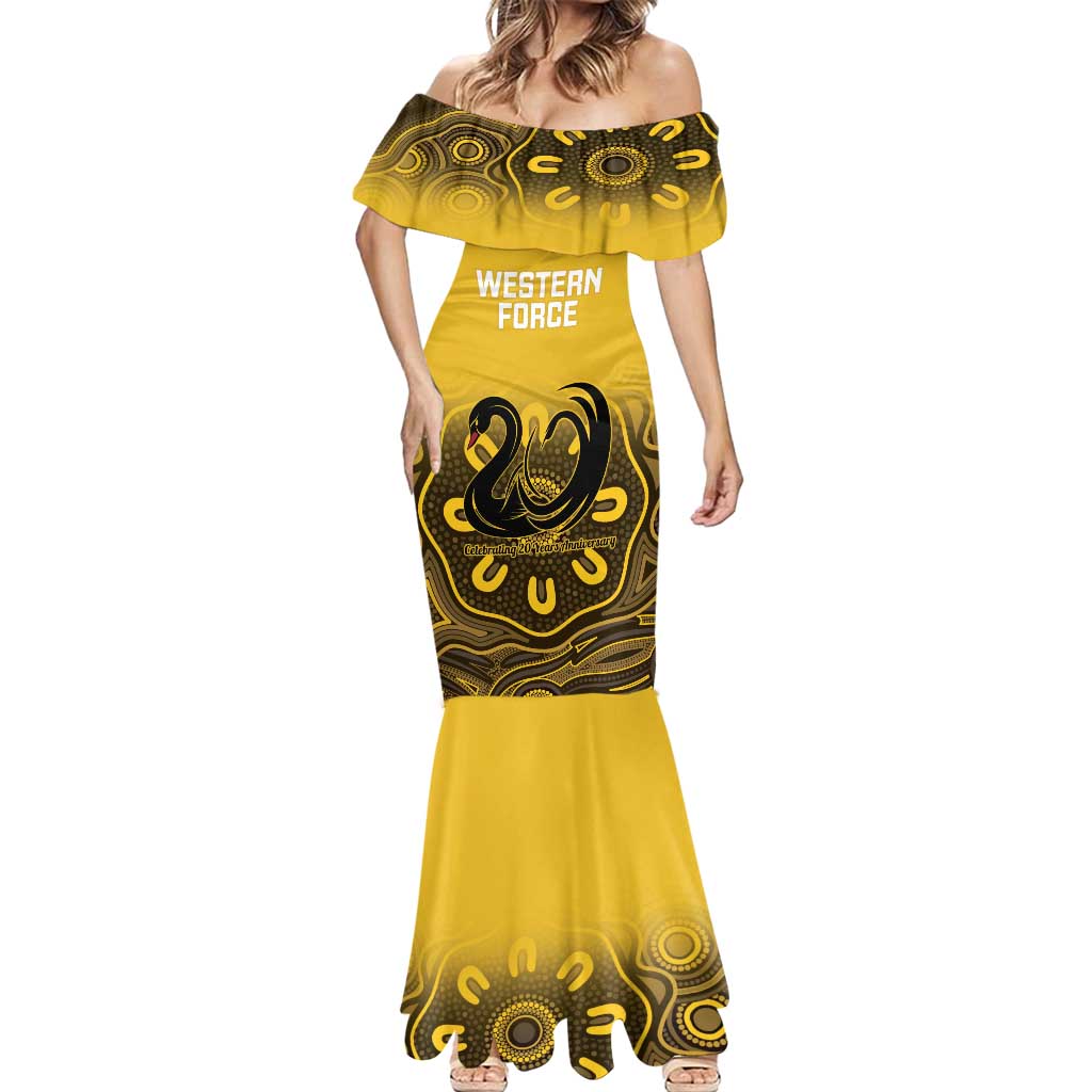 Custom Australia Western Force Mermaid Dress 20 Years Anniversary Aboriginal Yellow Version