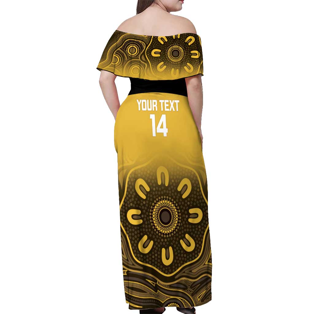 Custom Australia Western Force Off Shoulder Maxi Dress 20 Years Anniversary Aboriginal Yellow Version