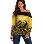 Custom Australia Western Force Off Shoulder Sweater 20 Years Anniversary Aboriginal Yellow Version