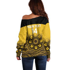 Custom Australia Western Force Off Shoulder Sweater 20 Years Anniversary Aboriginal Yellow Version
