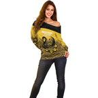 Custom Australia Western Force Off Shoulder Sweater 20 Years Anniversary Aboriginal Yellow Version