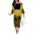 Custom Australia Western Force Off The Shoulder Long Sleeve Dress 20 Years Anniversary Aboriginal Yellow Version