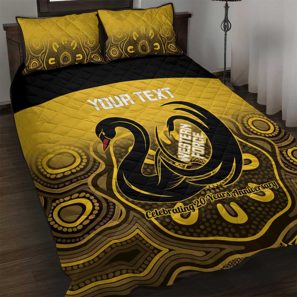 Custom Australia Western Force Quilt Bed Set 20 Years Anniversary Aboriginal Yellow Version