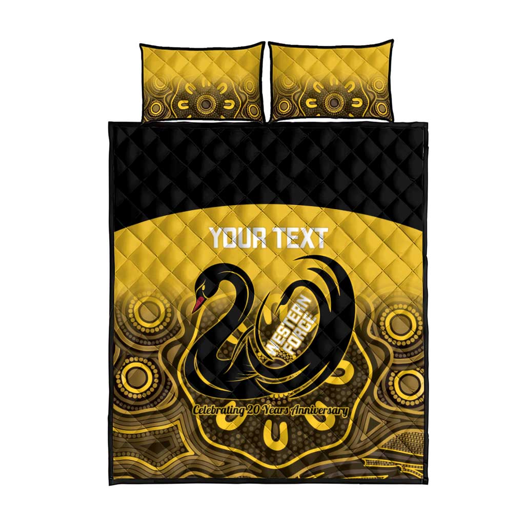 Custom Australia Western Force Quilt Bed Set 20 Years Anniversary Aboriginal Yellow Version