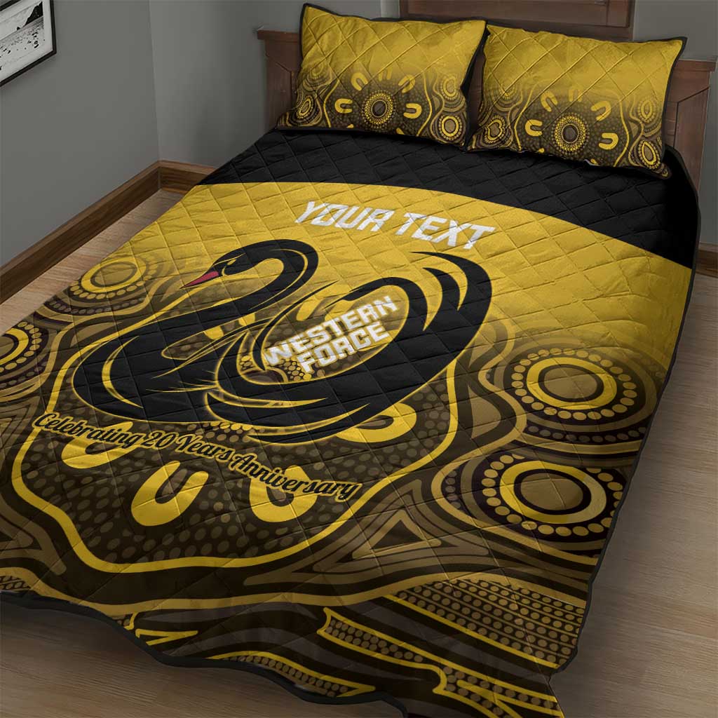 Custom Australia Western Force Quilt Bed Set 20 Years Anniversary Aboriginal Yellow Version