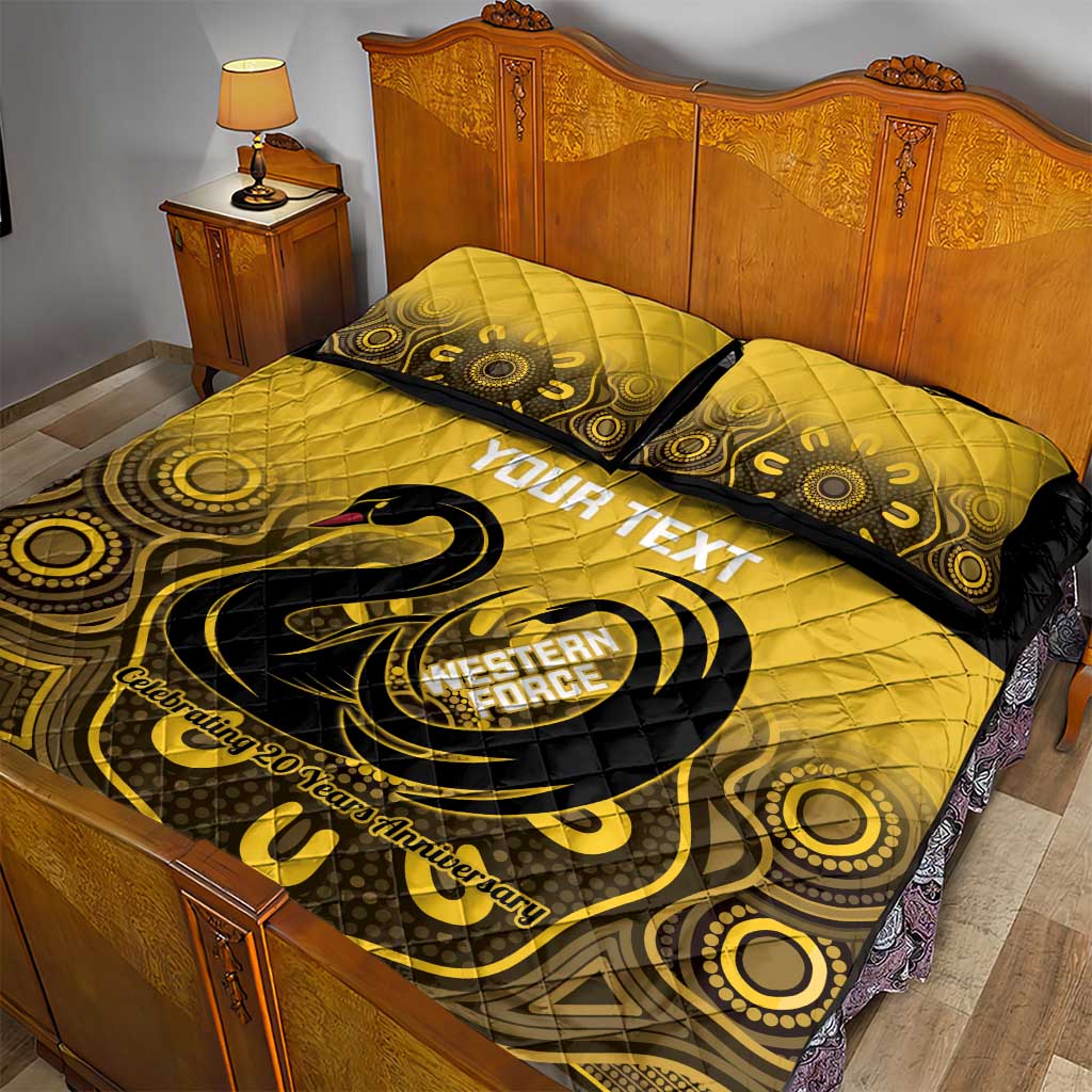 Custom Australia Western Force Quilt Bed Set 20 Years Anniversary Aboriginal Yellow Version