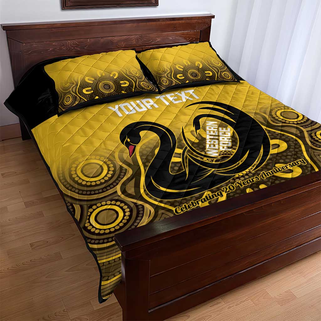 Custom Australia Western Force Quilt Bed Set 20 Years Anniversary Aboriginal Yellow Version