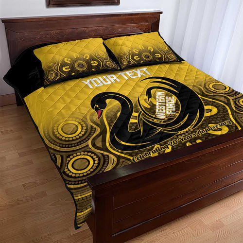 Custom Australia Western Force Quilt Bed Set 20 Years Anniversary Aboriginal Yellow Version