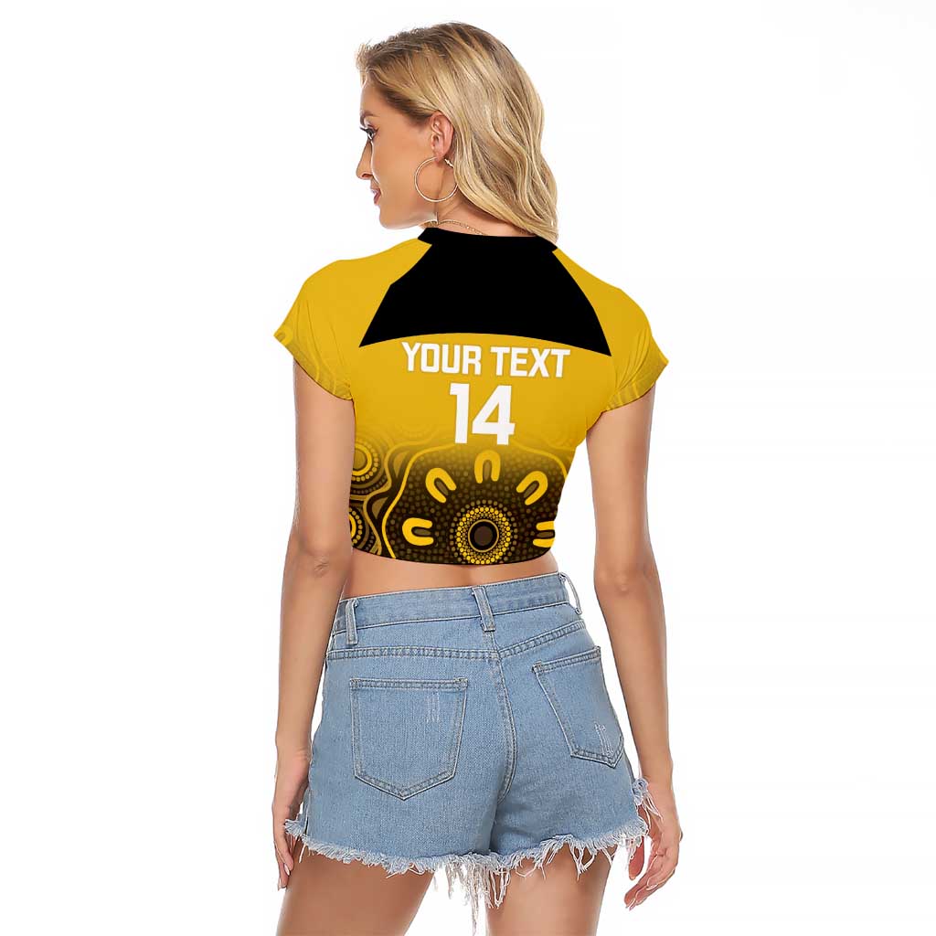 Custom Australia Western Force Raglan Cropped T Shirt 20 Years Anniversary Aboriginal Yellow Version