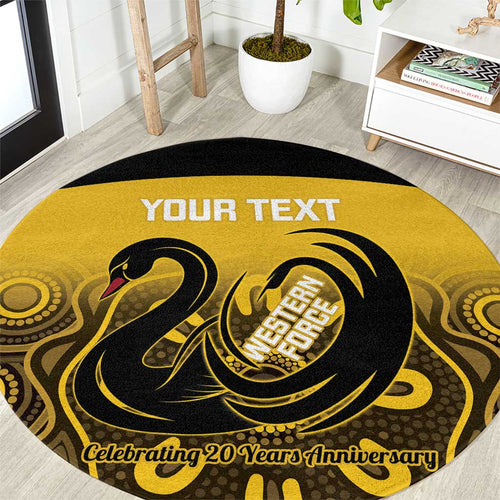Custom Australia Western Force Round Carpet 20 Years Anniversary Aboriginal Yellow Version
