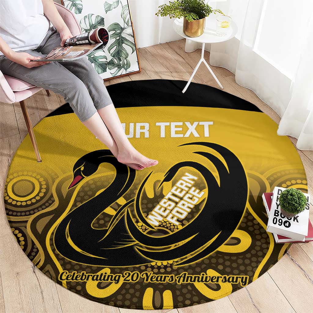 Custom Australia Western Force Round Carpet 20 Years Anniversary Aboriginal Yellow Version