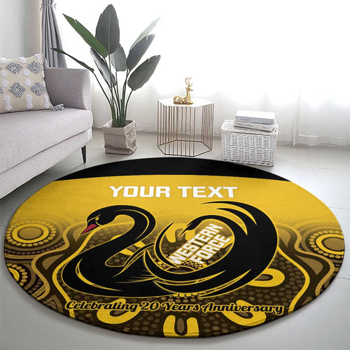 Custom Australia Western Force Round Carpet 20 Years Anniversary Aboriginal Yellow Version