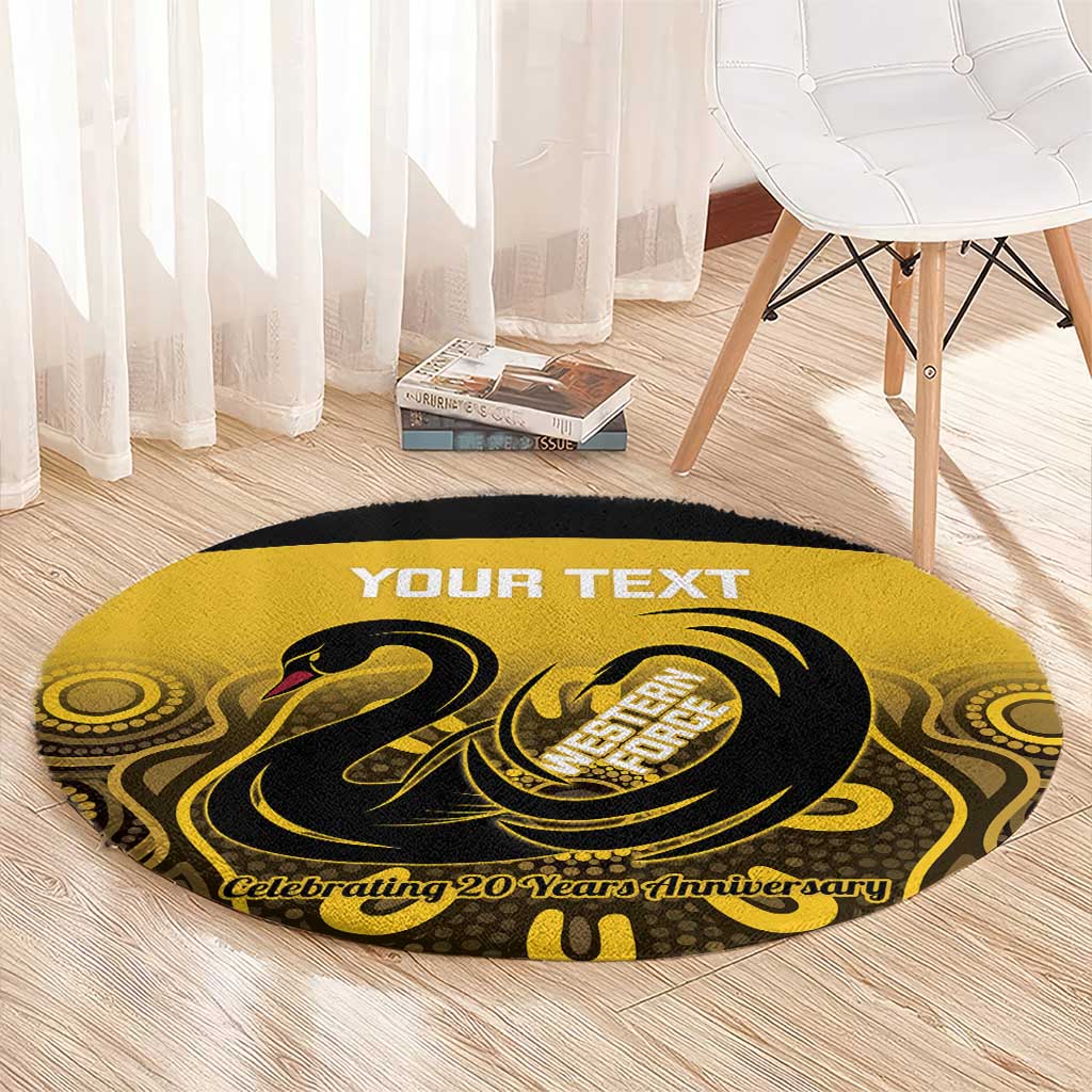 Custom Australia Western Force Round Carpet 20 Years Anniversary Aboriginal Yellow Version