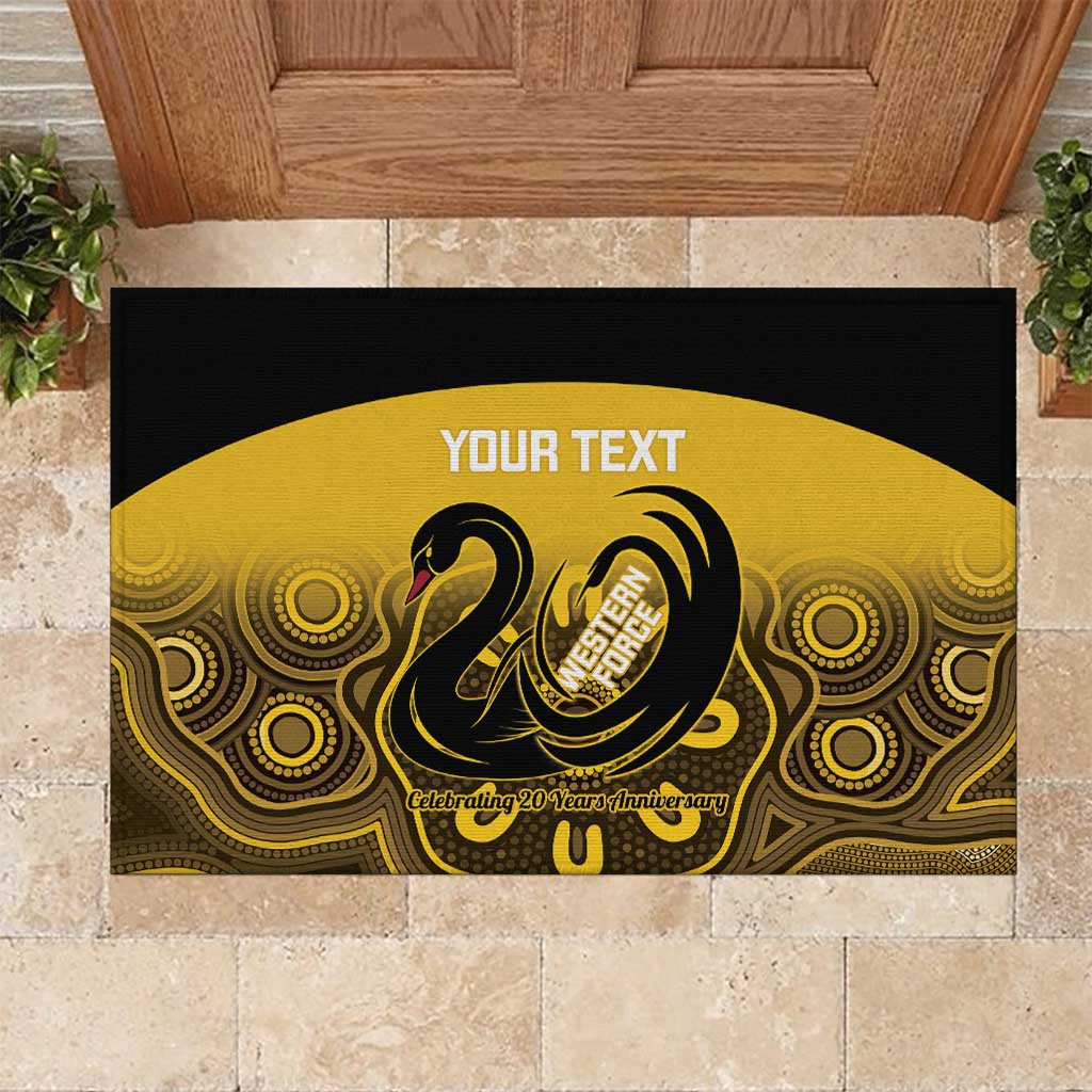 Custom Australia Western Force Rubber Doormat 20 Years Anniversary Aboriginal Yellow Version